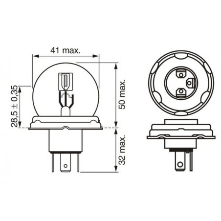 Lampadina, Faro di profondità - R2 12V 45/40W P45T Pure Light