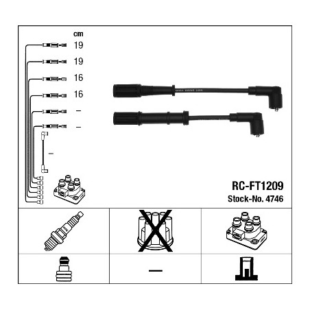 Kit cavi accensione ALFA MITO, FIAT 500, DOBLO, FIORINO, GRANDE PUNTO, IDEA, PANDA, PUNTO, PUNTO EVO, QUBO, FORD KA