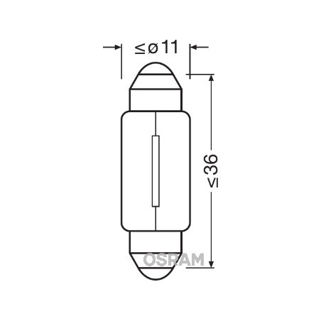 Lampadina, Luce abitacolo C10W 12V 10W SV8,5-8 pipe Standard