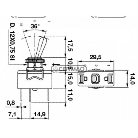 Interruttore unipolare a 3 attacchi faston