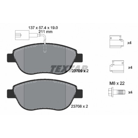 Pastiglie freno ABARTH 500 / 595 / 695, 500C / 595C / 695C, FIAT 500 C, BRAVO II, DOBLO, DOBLO CARGO, FIORINO